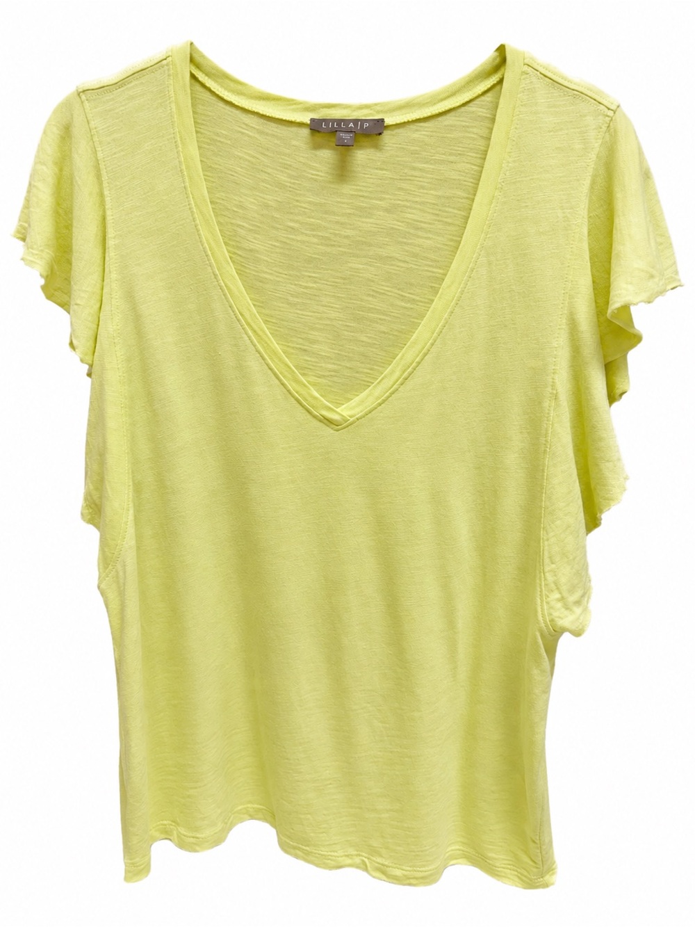 Lilla P Soft Lemon V-Neck Flutter Short Sleeve Tee